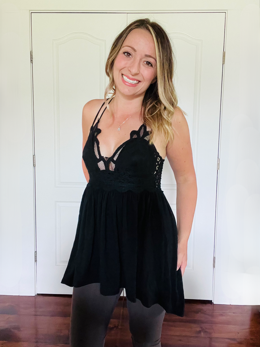 Mia Crochet Lace Tank | Black – Farm Babe Boutique