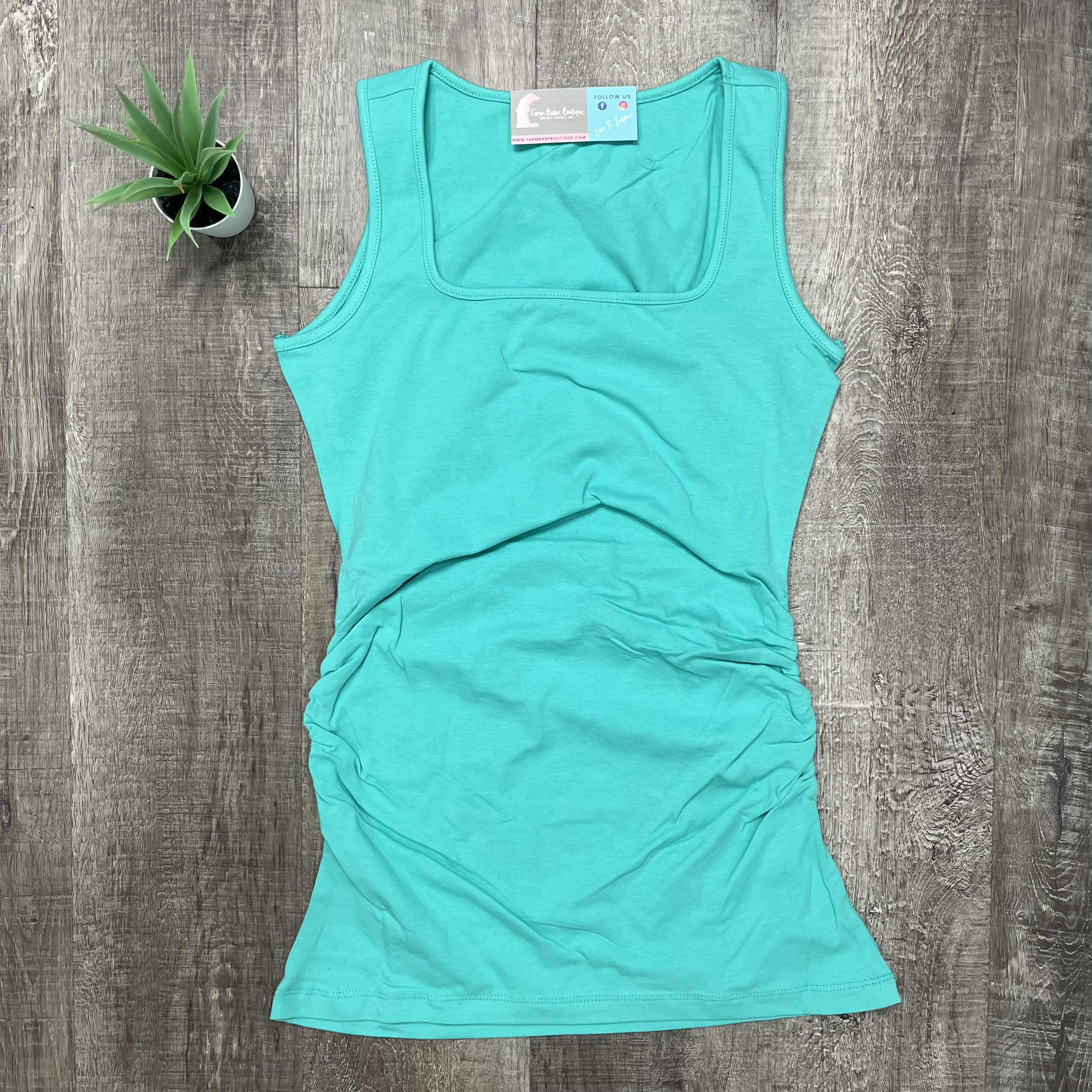 Ava Side Ruched Tank Top | Mint