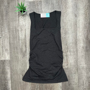 Ava Side Ruched Tank Top | Charcoal