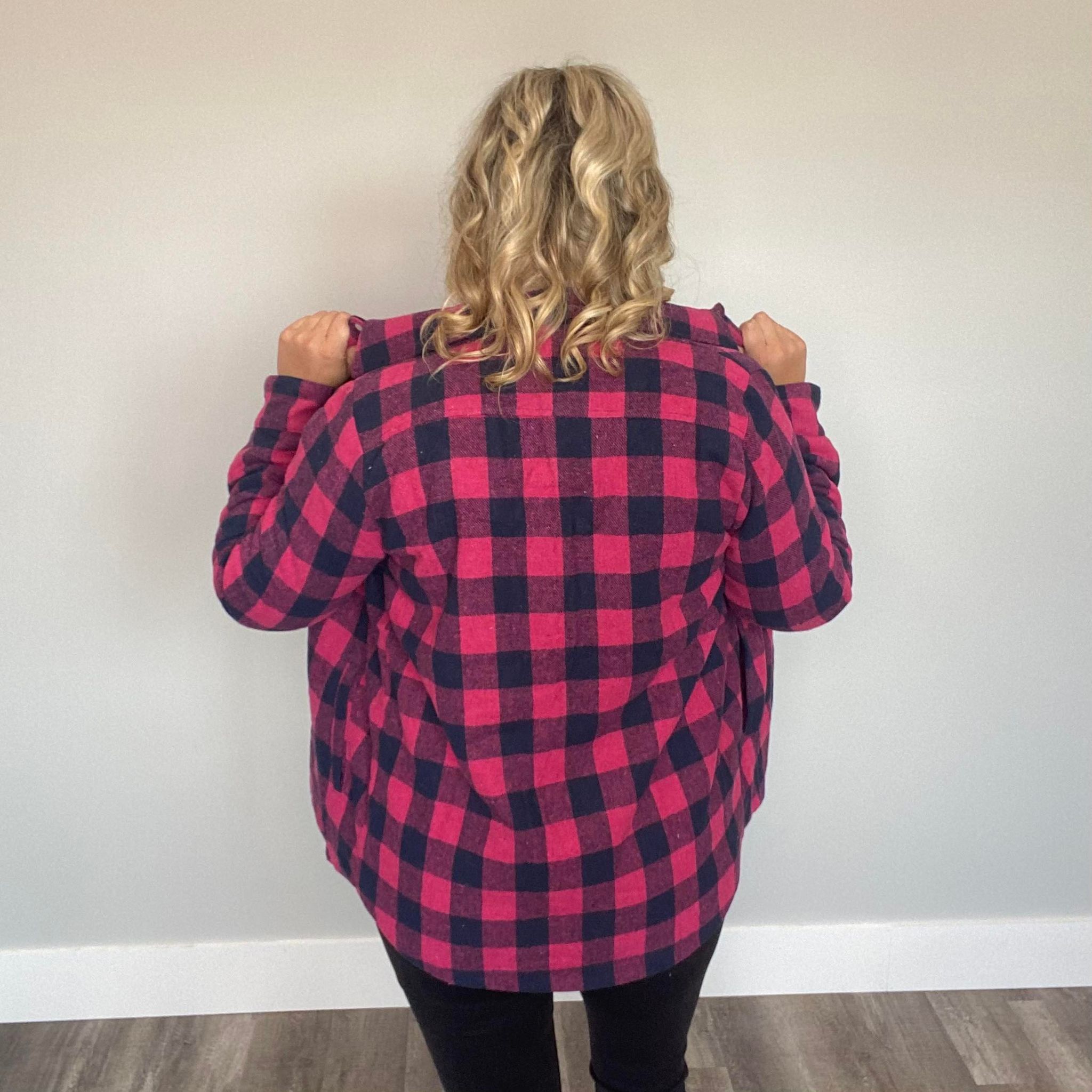 Sherpa Lined Shacket | Pink Plaid