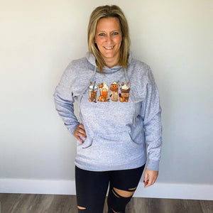 Fall Beverage Hoodie | Athletic Grey
