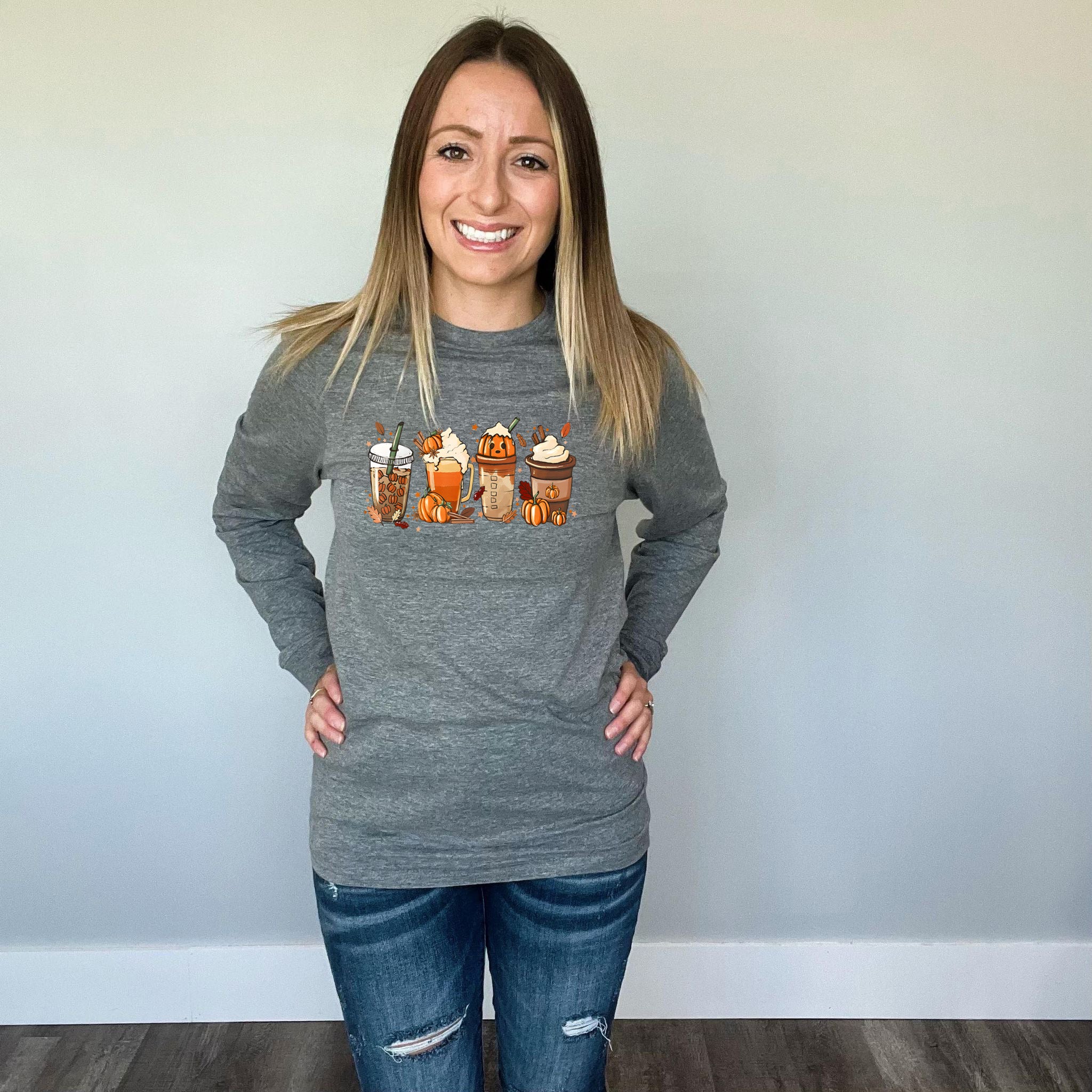 Fall Beverage Long Sleeve | Graphite Heather
