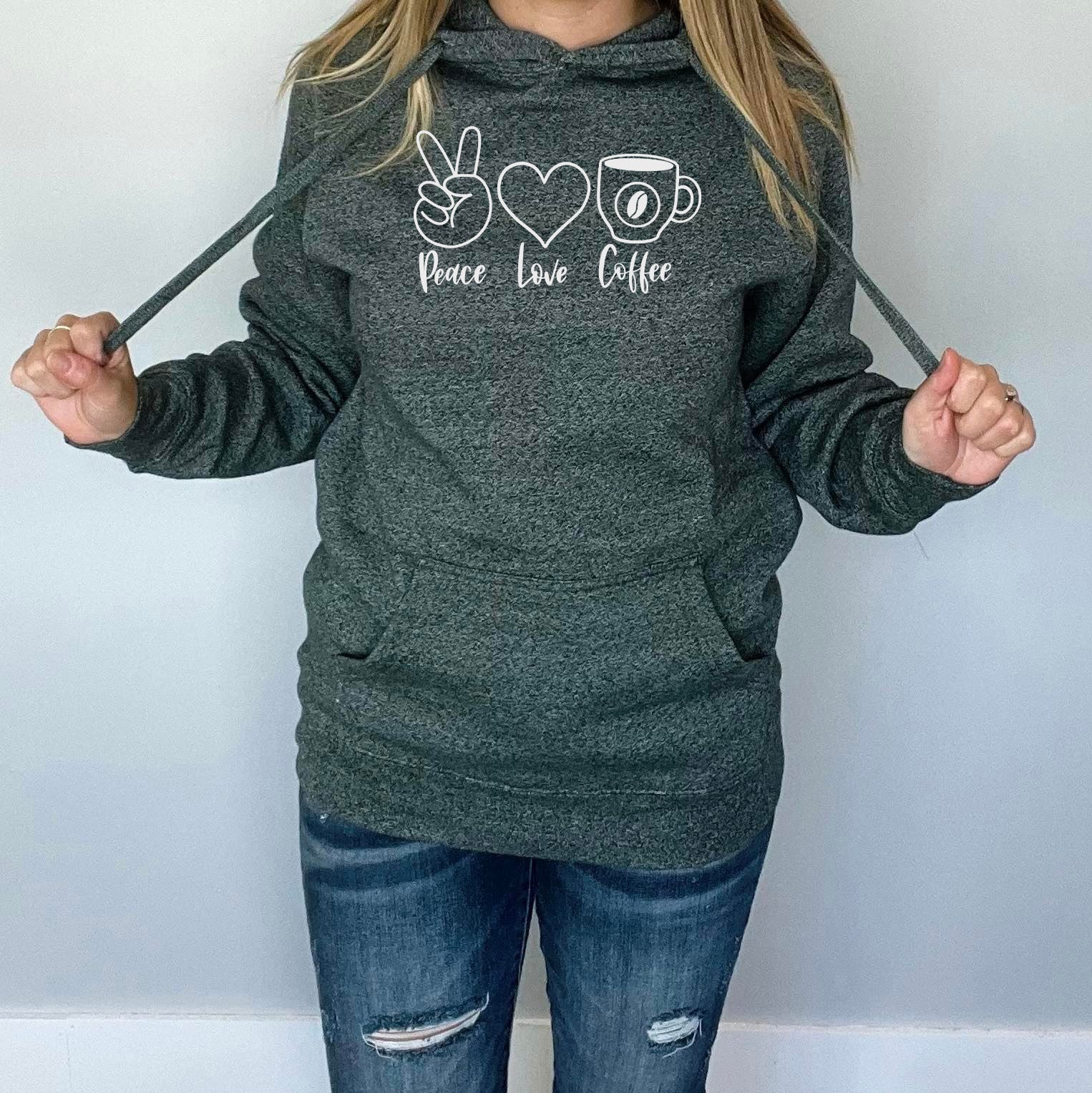 Peace, Love, Coffee Hoodie | Marled Forest
