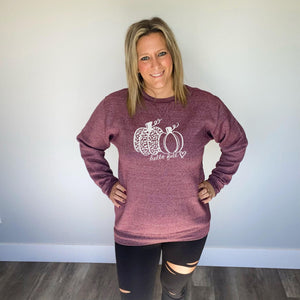 Hello Fall Crew neck | Marled Maroon