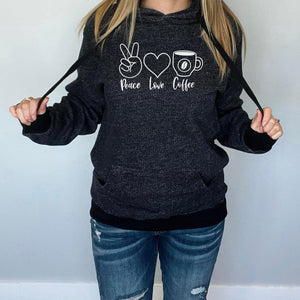 Peace, Love, Coffee Hoodie | Salt & Pepper